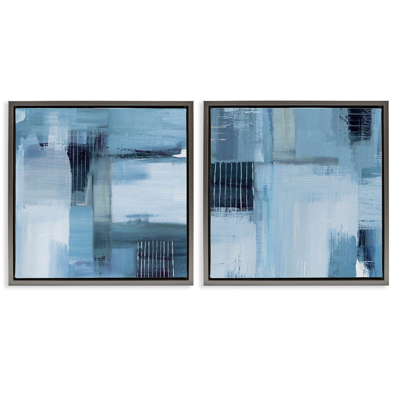 Stupell Industries Blue Abstract Linear Details 2pc Floater Framed Canvas Wall Art Set Design by Susan Jill